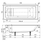 Ванна чугунная Wotte Line 170x70 с комплектом ножек Фото 4