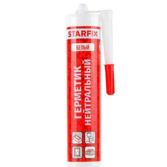 Герметик силиконовый нейтральный STARFIX белый 300мл Фото 1